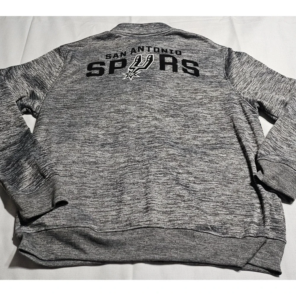 NBA San Antonio Spurs Jacket Mens XL Gray Space Dye Fleece Full Zip Track Coat